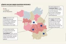 Landkarte Brandenburg mit Fakten zu Wasser